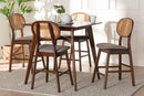 Warren Gray Fabric and Walnut Brown 5-Piece Pub Set Baxton