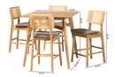 Emerson Gray Fabric and Natural Oak 5-Piece Pub Set Baxton