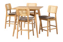 Emerson Gray Fabric and Natural Oak 5-Piece Pub Set Baxton