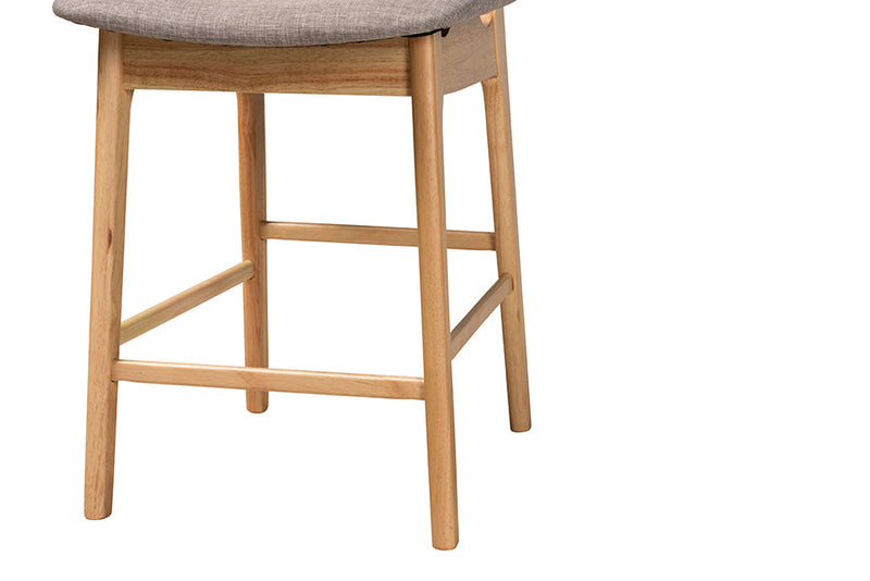 Emerson Gray Fabric and Natural Oak 5-Piece Pub Set Baxton