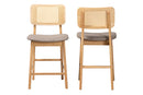 Emerson Gray Fabric and Natural Oak 2Pc Counter Stool Set Baxton