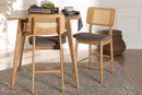 Emerson Gray Fabric and Natural Oak 2Pc Counter Stool Set Baxton
