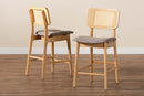 Emerson Gray Fabric and Natural Oak 2Pc Counter Stool Set Baxton