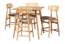 Nitza Gray Fabric and Natural Oak 5-Piece Pub Set Baxton