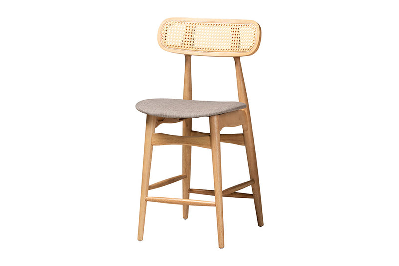 Nitza Gray Fabric and Natural Oak 5-Piece Pub Set Baxton