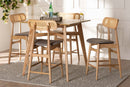 Nitza Gray Fabric and Natural Oak 5-Piece Pub Set Baxton