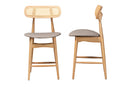 Nitza Gray Fabric and Natural Oak 2Pc Counter Stool Set Baxton