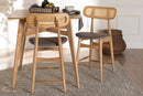 Nitza Gray Fabric and Natural Oak 2Pc Counter Stool Set Baxton