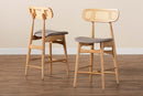 Nitza Gray Fabric and Natural Oak 2Pc Counter Stool Set Baxton