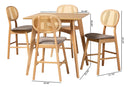Warren Gray Fabric and Natural Oak 5-Piece Pub Set Baxton