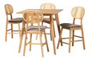Warren Gray Fabric and Natural Oak 5-Piece Pub Set Baxton
