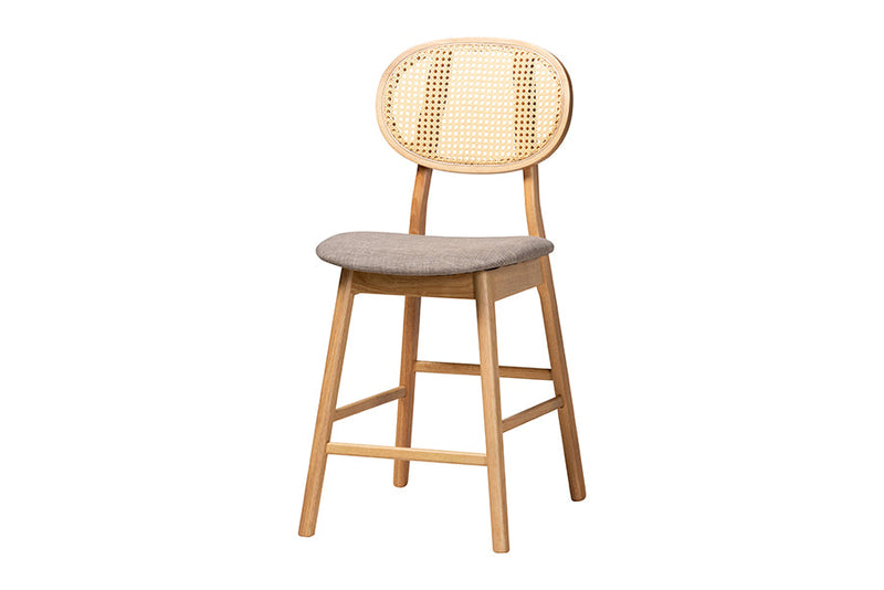 Warren Gray Fabric and Natural Oak 5-Piece Pub Set Baxton