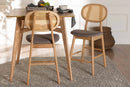 Warren Gray Fabric and Natural Oak 2Pc Counter Stool Set Baxton