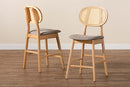 Warren Gray Fabric and Natural Oak 2Pc Counter Stool Set Baxton