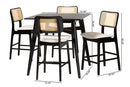 Emerson Cream Fabric and Black 5-Piece Pub Set Baxton