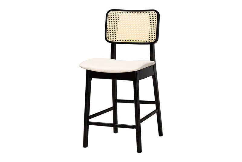 Emerson Cream Fabric and Black 5-Piece Pub Set Baxton