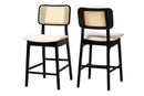 Emerson Cream Fabric and Black 2Pc Counter Stool Set Baxton