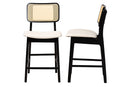 Emerson Cream Fabric and Black 2Pc Counter Stool Set Baxton