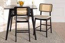 Emerson Cream Fabric and Black 2Pc Counter Stool Set Baxton