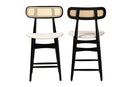 Nitza Cream Fabric and Black 2Pc Counter Stool Set Baxton
