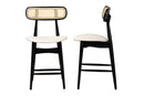 Nitza Cream Fabric and Black 2Pc Counter Stool Set Baxton