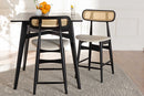 Nitza Cream Fabric and Black 2Pc Counter Stool Set Baxton