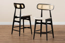 Nitza Cream Fabric and Black 2Pc Counter Stool Set Baxton