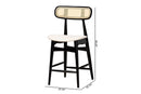 Nitza Cream Fabric and Black 2Pc Counter Stool Set Baxton