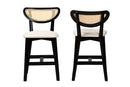 Wren Cream Fabric and Black 2Pc Counter Stool Set Baxton