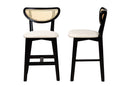 Wren Cream Fabric and Black 2Pc Counter Stool Set Baxton