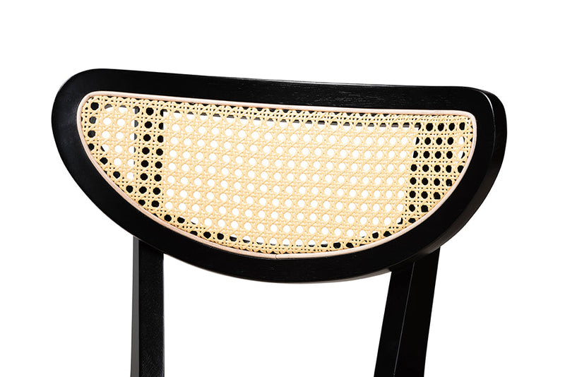 Wren Cream Fabric and Black 2Pc Counter Stool Set Baxton
