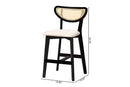 Wren Cream Fabric and Black 2Pc Counter Stool Set Baxton