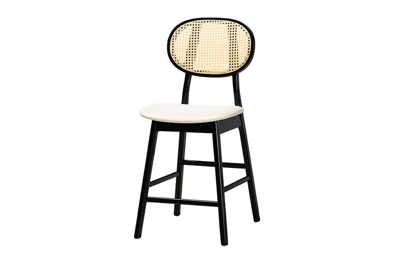 Warren Cream Fabric and Black 5-Piece Pub set Baxton