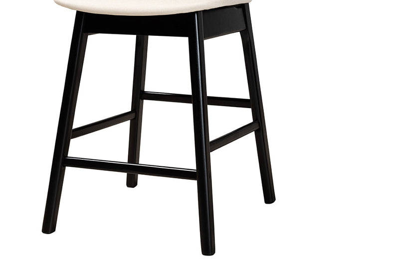 Warren Cream Fabric and Black 5-Piece Pub set Baxton