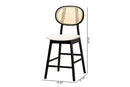 Warren Cream Fabric and Black 2Pc Counter Stool Set Baxton