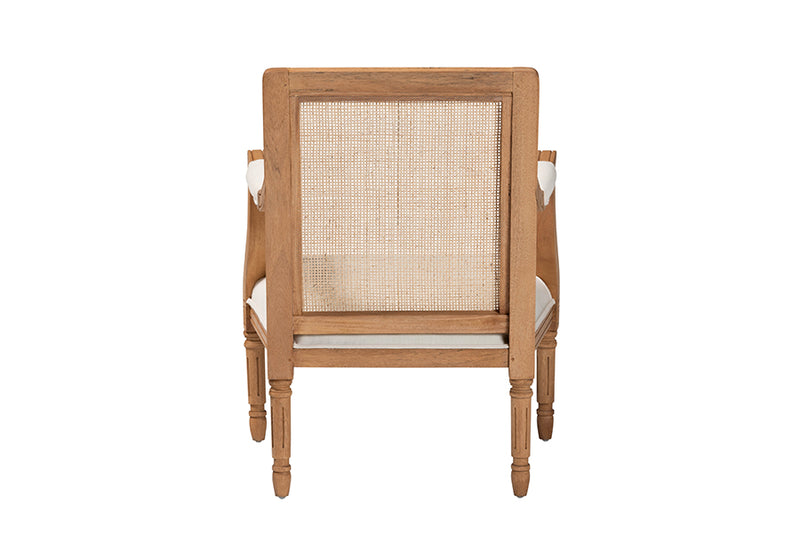 Bloom Traditional French Beige Fabric and Honey Oak Finished Wood Accent Chair