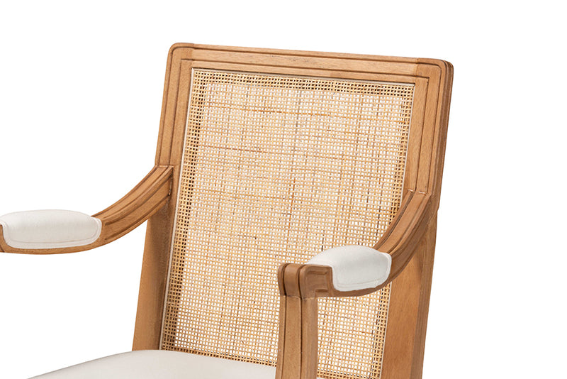 Bloom Traditional French Beige Fabric and Honey Oak Finished Wood Accent Chair