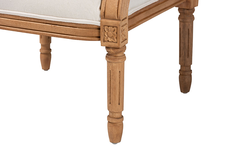 Bloom Traditional French Beige Fabric and Honey Oak Finished Wood Accent Chair