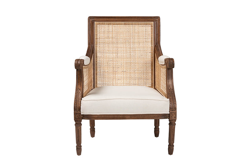 Ryland Beige Fabric and Walnut Brown Accent Chair Baxton