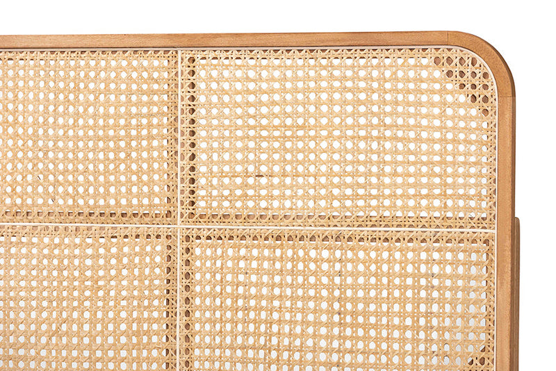 Lindo Natural Brown Finished Bayur Wood and Rattan Queen Size Headboard Baxton