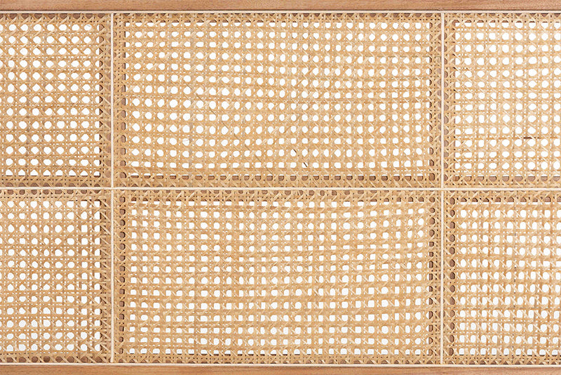 Lindo Natural Brown Finished Bayur Wood and Rattan Queen Size Headboard Baxton