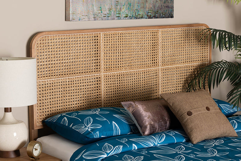Lindo Natural Brown Finished Bayur Wood and Rattan Queen Size Headboard Baxton