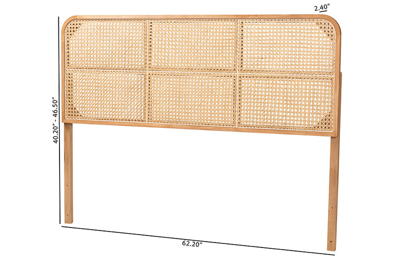 Lindo Natural Brown Finished Bayur Wood and Rattan Queen Size Headboard Baxton