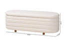 Renley Modern Japandi Cream Boucle Fabric and Walnut Brown Storage Bench Baxton