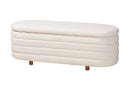 Renley Modern Japandi Cream Boucle Fabric and Walnut Brown Storage Bench Baxton