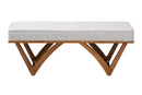 Mathis Japandi Light Gray Boucle Fabric and Walnut Brown Bench Baxton