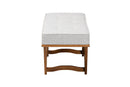 Mathis Japandi Light Gray Boucle Fabric and Walnut Brown Bench Baxton