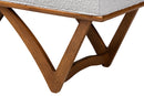 Mathis Japandi Light Gray Boucle Fabric and Walnut Brown Bench Baxton