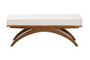 Sugar Japandi Cream Boucle Fabric and Walnut Brown Bench Baxton