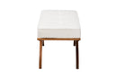 Sugar Japandi Cream Boucle Fabric and Walnut Brown Bench Baxton